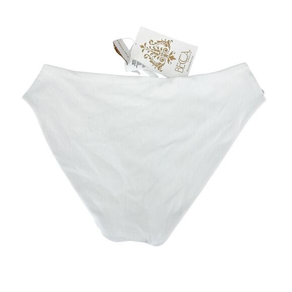 Becca Ribbed Daniella Corset Side Hipster Bikini Bottom Size Medium White NWT - Picture 5 of 7